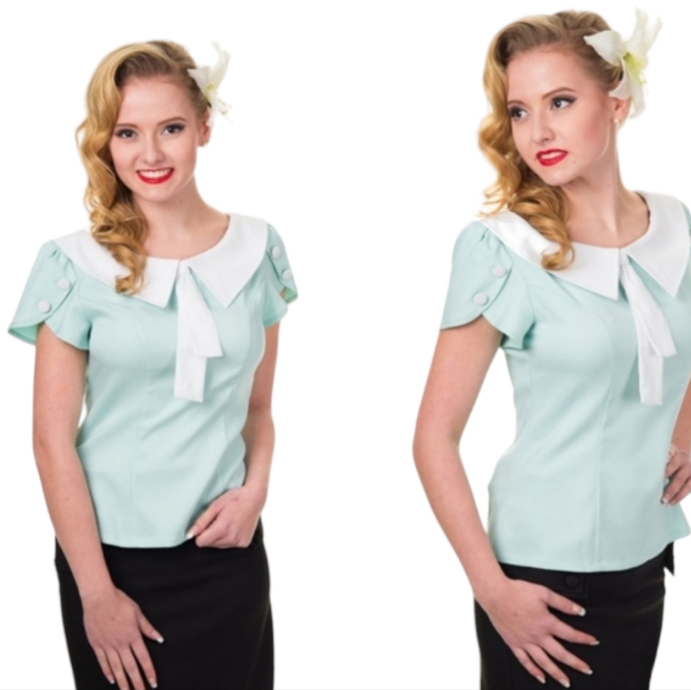 Banned Apparel Peter Pan Collar Pin Up Top Blouse